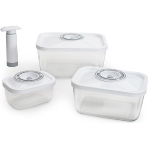 Контейнеры для вакуумного упаковщика STATUS VAC-Glass-Set White контейнеры для вакуумного упаковщика status vac glass set white