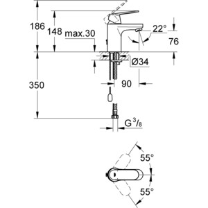 Смеситель для раковины Grohe Eurosmart Cosmopolitan с цепочкой (32827000) Eurosmart Cosmopolitan с цепочкой (32827000) - фото 2