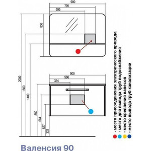 фото Зеркало акватон валенсия 90 (1a124202va010)