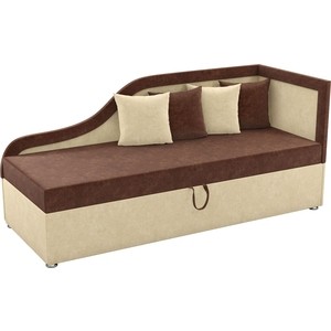 Детский диван Мебелико Дюна микровельвет коричнево-бежевый правый угол интерьерная кровать мебелико камилла микровельвет коричнево бежевый