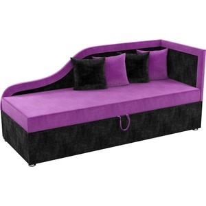 Детский диван Мебелико Дюна микровельвет фиолетово-черный правый угол