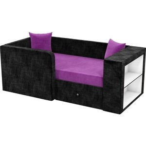 Детский диван Мебелико Орнелла микровельвет фиолетово-черный левый угол