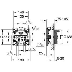 Термостат для ванны Grohe Grohtherm SmartControl с механизмом (29157LS0, 35600000)
