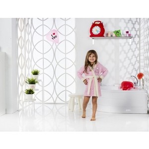 Халат детский Karna велюр с капюшоном Snop 6-7 Лет розовый (2822/CHAR004)