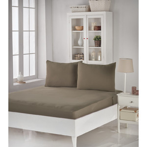 Простынь Karna трикотажная на резинке Acelya 160x200+30 (50x70)-2 темно-бежевый (2960/CHAR008) Простынь Karna трикотажная на резинке Acelya 160x200+30 (50x70)-2 темно-бежевый (2960/CHAR008)