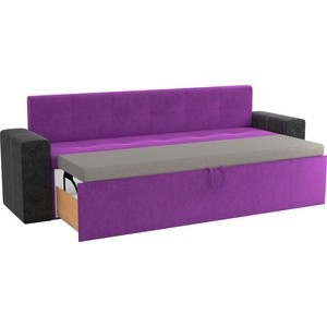 Кухонный диван АртМебель Династия микровельвет фиолетово-черный - фото 2