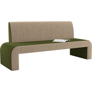 Кухонный диван Мебелико Кармен микровельвет зелено-бежевый