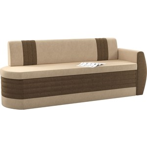 Кухонный диван Мебелико Токио ОД микровельвет бежево-коричневый правый
