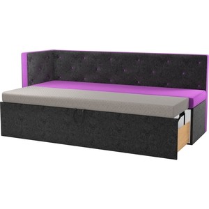 Кухонный угловой диван Мебелико Салвадор микровельвет фиолетово-черный левый угол - фото 2