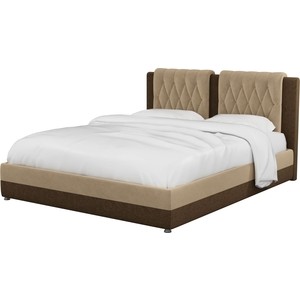 Интерьерная кровать АртМебель Камилла микровельвет бежево-коричневый кровать артмебель принцесса микровельвет коричневый