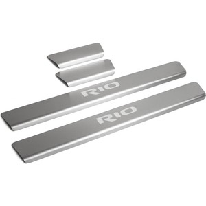 Накладки порогов Rival для Kia Rio IV седан (2017-2020 / 2020-)/Rio X-Line хэтчбек (2017-2020 / 2020-), нерж. сталь, с надписью, 4 шт., KIRI.2809.1G