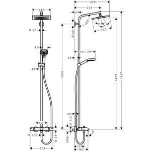 Душевая система Hansgrohe Crometta E 240 с термостатом и изливом (27298000)