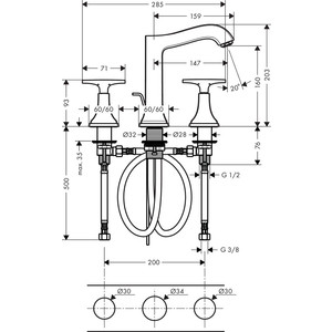 фото Смеситель для раковины hansgrohe metropol classic с донным клапаном, хром (31307000)