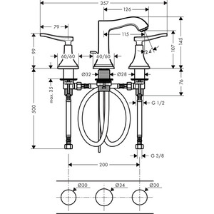 фото Смеситель для раковины hansgrohe metropol classic с донным клапаном, хром (31330000)