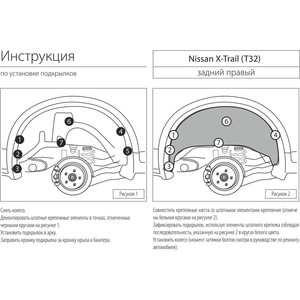 фото Подкрылок задний правый rival для nissan x-trail t32 (2015-н.в.), штатный крепеж, 44109002