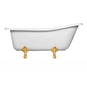Ванна из литого мрамора Эстет Царская 150x73 на чугунных ножках, золото