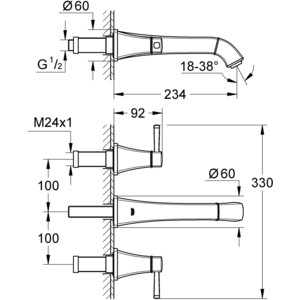 Смеситель для раковины Grohe Grandera накладная панель, для 29025 (20415IG0)