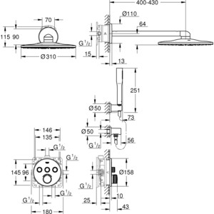 Душевая система Grohe SmartControl Mixer с верхним душем на 2 режима, хром (34709000)