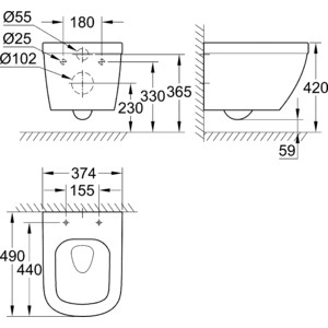 фото Унитаз подвесной 49 см grohe euro ceramic с покрытием pureguard, сиденье микролифт (3920600h, 39330001)