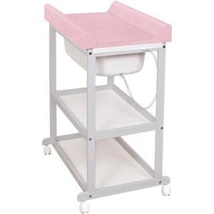 Пеленальный столик Ceba Baby Laura white матрасик Caro pink W-650-079-137