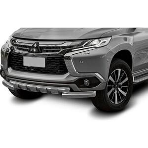 фото Защита переднего бампера d76+d57 с профильной защитой картера rival для mitsubishi pajero sport (2016-н.в.), r.4012.004