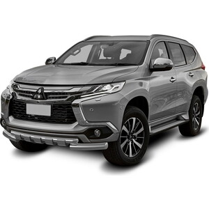 фото Защита переднего бампера d76+d57 с профильной защитой картера rival для mitsubishi pajero sport (2016-н.в.), r.4012.004