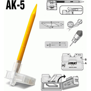 Нож перовой Olfa Utility Models дизайнерский 5 лезвий, 4мм (AK-5) Utility Models дизайнерский 5 лезвий, 4мм (AK-5) - фото 3