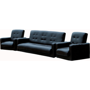 Комплект Экомебель Аккорд экокожа темно-коричневая (диван + 2 кресла)