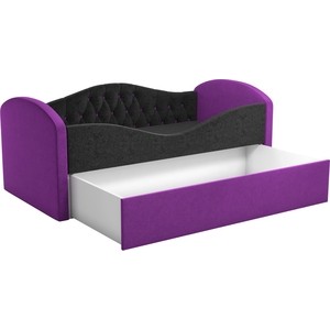 Детская кровать Мебелико Сказка Люкс вельвет черно-фиолетовый