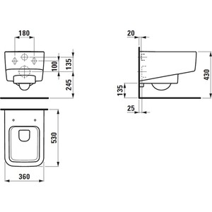 Унитаз подвесной Laufen Pro S безободковый, с сиденьем микролифт (8.2096.2.000.000.1, 8.9196.1.000.000.1) Pro S безободковый, с сиденьем микролифт (8.2096.2.000.000.1, 8.9196.1.000.000.1) - фото 2