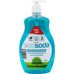 

Бальзам для мытья посуды и детских принадлежностей EcoSoda ''Original'', быстросмываемый, 1 л, "Original", быстросмываемый, 1 л