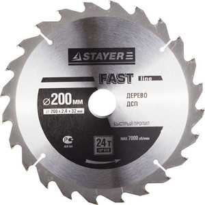 Диск пильный Stayer Fast-Line 200х32 мм 24Т (3680-200-32-24) Fast-Line 200х32 мм 24Т (3680-200-32-24) - фото 1
