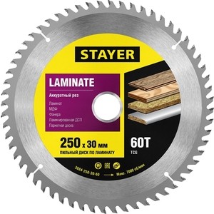 фото Диск пильный stayer 250х30мм 60т для ламината laminate line (3684-250-30-60)