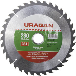 Диск пильный Uragan Optimal Cut 230х30мм 36Т (36801-230-30-36) Optimal Cut 230х30мм 36Т (36801-230-30-36) - фото 1