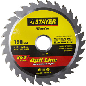 Диск пильный Stayer Opti-Line 190х30мм 36Т (3681-190-30-36)