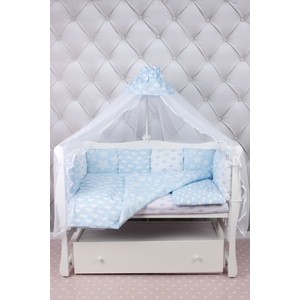 Комплект в кроватку AmaroBaby 19 предметов (7+12 бортиков) ВОЗДУШНЫЙ Premium (голубой,бязь)