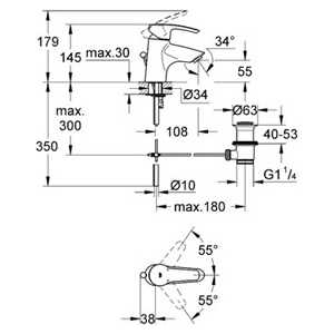 Смеситель для раковины Grohe Eurostyle с донным клапаном (33558001)