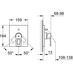 Смеситель для ванны Grohe Quadra накладная панель, для 35501 (19456000)