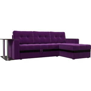 фото Диван угловой мебелико атланта микровельвет фиолетовый правый