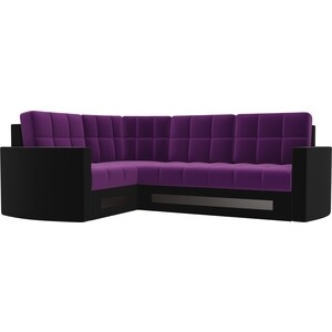 Диван угловой Мебелико Белла У микровельвет фиолетово-черный левый интерьерная кровать мебелико камилла микровельвет фиолетово