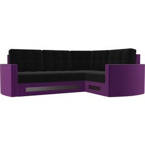 Диван угловой Мебелико Белла У микровельвет черно-фиолетовый правый кровать мебелико принцесса микровельвет фиолетовый