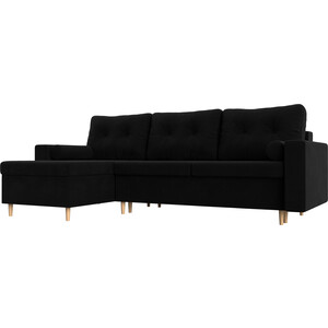 фото Угловой диван мебелико белфаст микровельвет черный левый угол