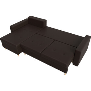 фото Угловой диван мебелико белфаст эко-кожа коричневый левый угол