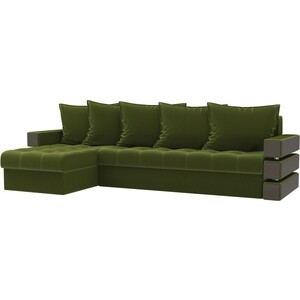 Диван угловой Мебелико Венеция микровельвет зеленый левый кровать мебелико принцесса микровельвет зеленый