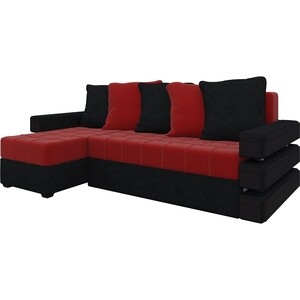 Диван угловой Мебелико Венеция микровельвет красно-черный левый диван еврокнижка мебелико венеция микровельвет красно