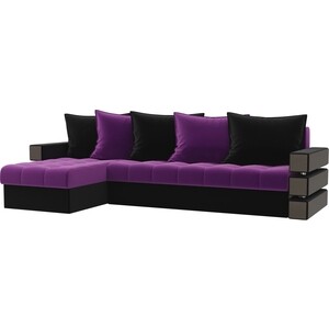 Диван угловой Мебелико Венеция микровельвет фиолетово-черн левый кушетка мебелико грация микровельвет фиолетово левый