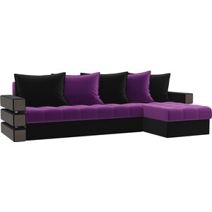 Диван угловой Мебелико Венеция микровельвет фиолетово-черн правый диван угловой мебелико венеция микровельвет красно правый