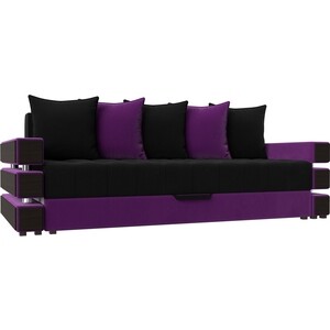 Диван-еврокнижка Мебелико Венеция микровельвет черно-фиолетов интерьерная кровать мебелико камилла эко кожа черно белый
