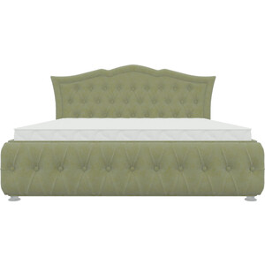 фото Кровать двуспальная мебелико герда микровельвет зеленый