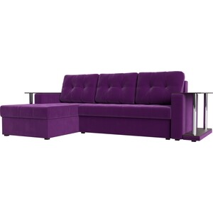 фото Диван угловой мебелико даллас микровельвет фиолетовый левый